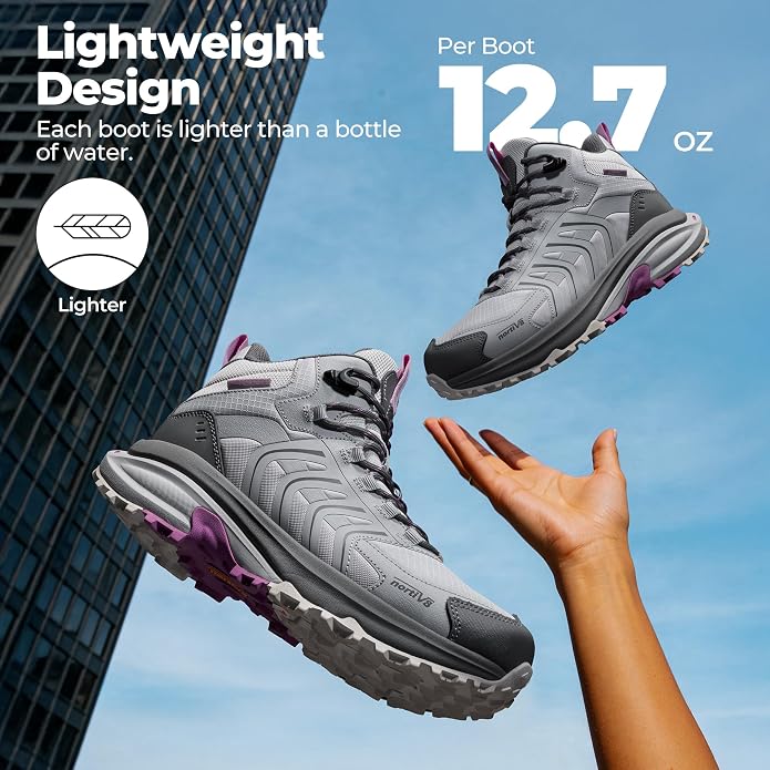 NORTIV 8 Women‘s Hiking Boots Waterproof Lightweight Outdoor Trekking Non Slip Comfortable Camping Ankle Breathable Everyday Boot Armadillo FieldLite