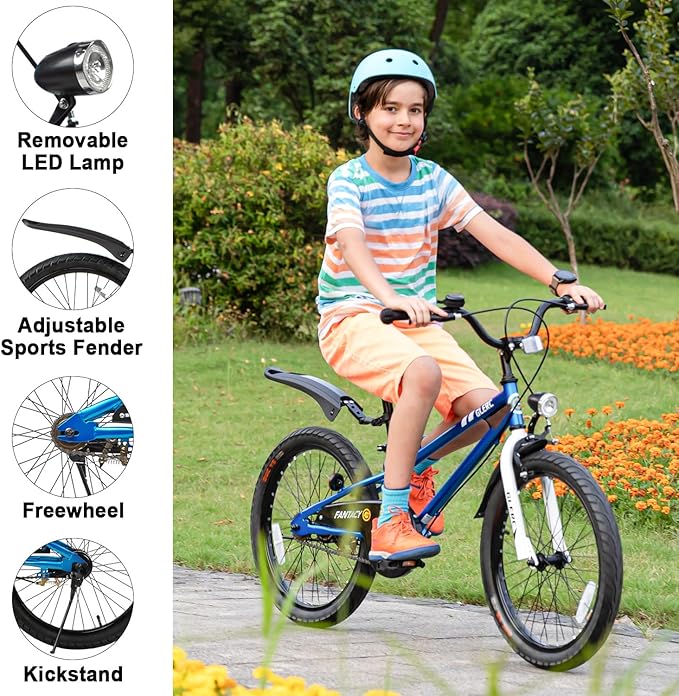 Glerc Fantacy Kids Bike, 12-20 Inch Children Bicycle for 2-13 Years Old Boys Girls, Kids Bicycle with Water Bottle Holder & Headlight & Training Wheels, Multiple Colors