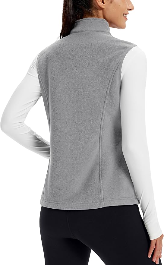 TACVASEN Women's Fleece Vest Lightweight Sleeveless Zip Jacket Outerwear | Soft Polar,Zipper Pockets,Stand Collar,Fall Winter Warm,Outdoor,Athletic,Running,Hiking,Travelling,Golf,Work