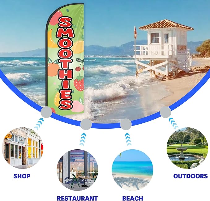 Smoothies Feather Flag for Storefronts Fairs,6 FT (Flagpole Not Included) | Business Advertising Flag