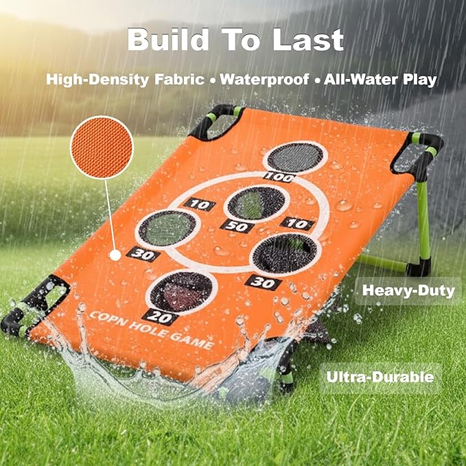 2026 Upgraded Arcade Style Cornhole Board with 8 Bean Bags|3x2 FT Regulation Corn Hole Games|15+ Multi-Games| Durable All-Weather Fabric for Outdoor Fun Camping Travel Beach Yard Backyard Lawn