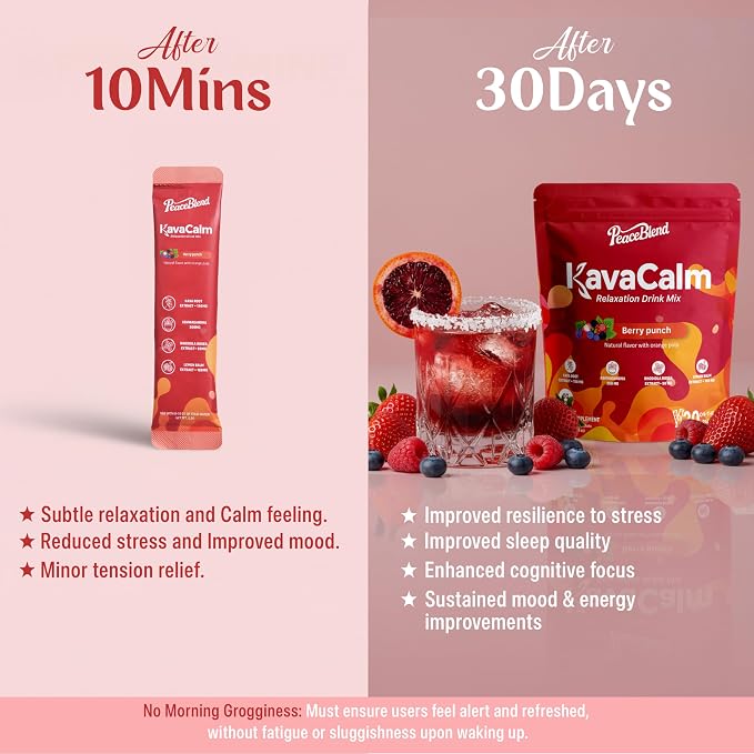 Supercalm Powdered Drink Mix, Cortisol Reducer and Sleep Aid with Kava Root, Ashwagandha, L-Theanine, Magnesium Glycinate, Lemon Balm, Rhodiola, Vitamin D3 & B6, Vegan, Non-GMO, 20 Packets