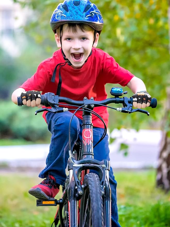 Boao 3 Pairs Kids Half Finger Bike Gloves Non-Slip Breathable Adjustable Birthday Gift for Boys Girls for Bike Workout
