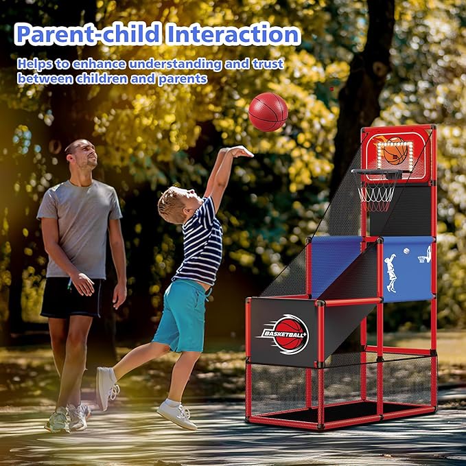 M SANMERSEN Kids Basketball Hoop Arcade Game Set with 4 Balls Electronic Scoreboard and LED Light, Indoor and Outdoor Play, Birthday/Halloween for 3-8 Year Old Boy and Girl
