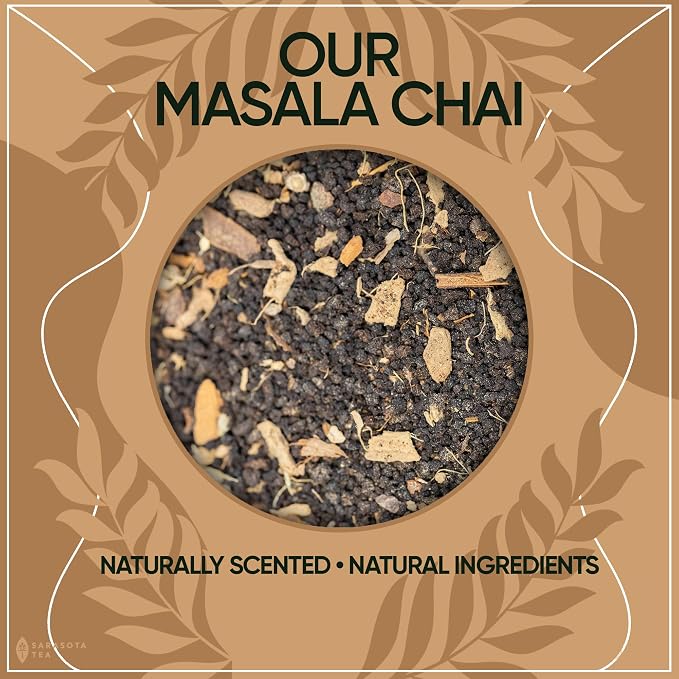 Authentic Masala Chai Loose Leaf Tea | Traditional Indian Spiced Black Tea | Bold Gourmet Blend with Cinnamon, Cardamom, Ginger & Clove | 1lb Bulk Bag | Caffeinated | Non-GMO