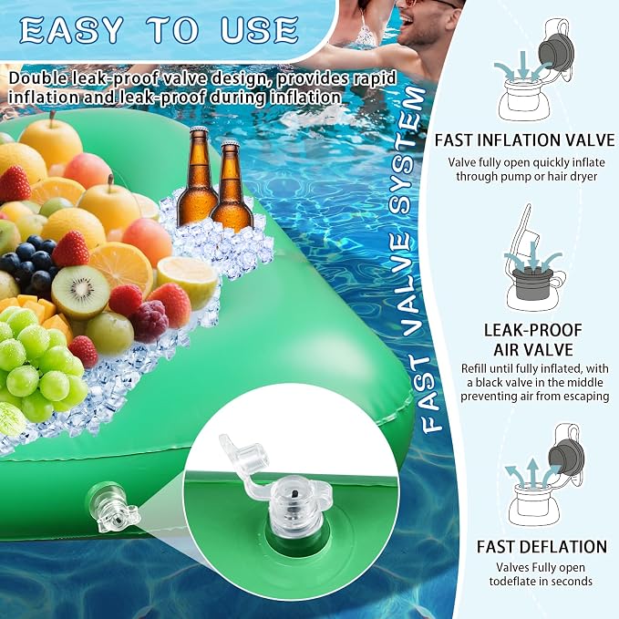 Large Floating Table for Pool Game with Waterproof Playing Cards, 53.5 x 38 in Floating Card Table for Pool with Food Drink Holders, Inflatable Floating Pool Game Table for Adults Family Party