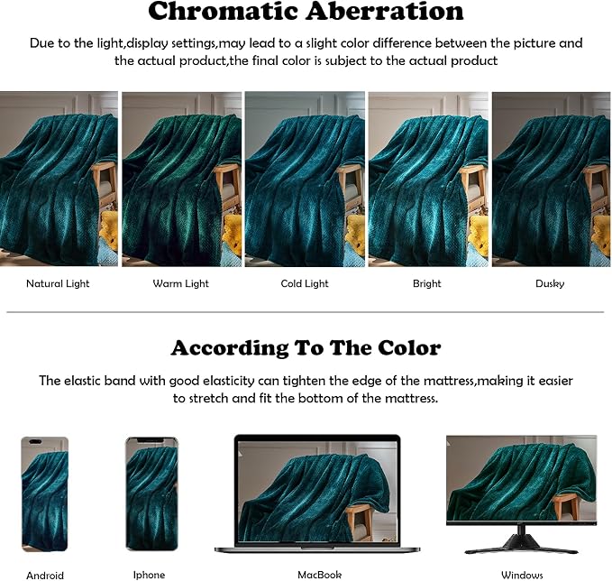NEWCOSPLAY Fleece Leaves Pattern Throw Blanket, Dark Teal, 50"x60" | Super Soft Throw Blanket, Lightweight Cozy Bed Sofa Blanket, Premium Silky Flannel Fleece, Travel Blanket for All Season Use