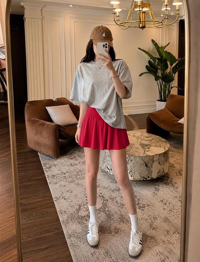 Womens Tennis Skirt Crossover High Waisted Skort with Pockets Shorts | Athletic Skirts for Golf Running Workout Pickleball, Aesthetic Activewear, Sporty Athleisure Style