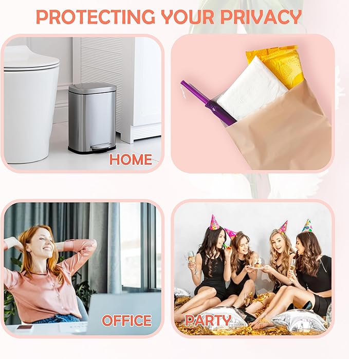 Sanitary Napkin Disposal Bags, 200 Pcs Disposable Sanitary Bag with Self-sealing Seals for Women, Personal Feminine Hygiene Disposal Bags