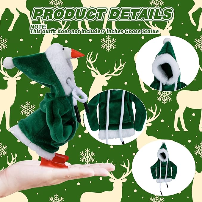 2 Pcs Christmas Desk Goose Outfits 7 Inches, Xmas Mini Desk Goose Clothes Hoodies 7 Inch Porch Goose Costume Christmas Desk Goose Accessories for Magnetic Goose Statue Table Decor