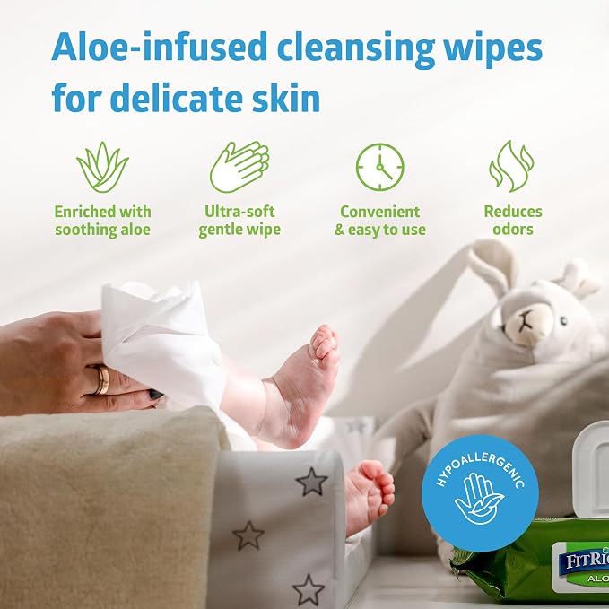 Medline FitRight Aloe Quilted Heavyweight Personal Cleansing Cloth Wipes, Unscented, Pack of 48, 8 x 12 inch Adult Large Incontinence Wipes