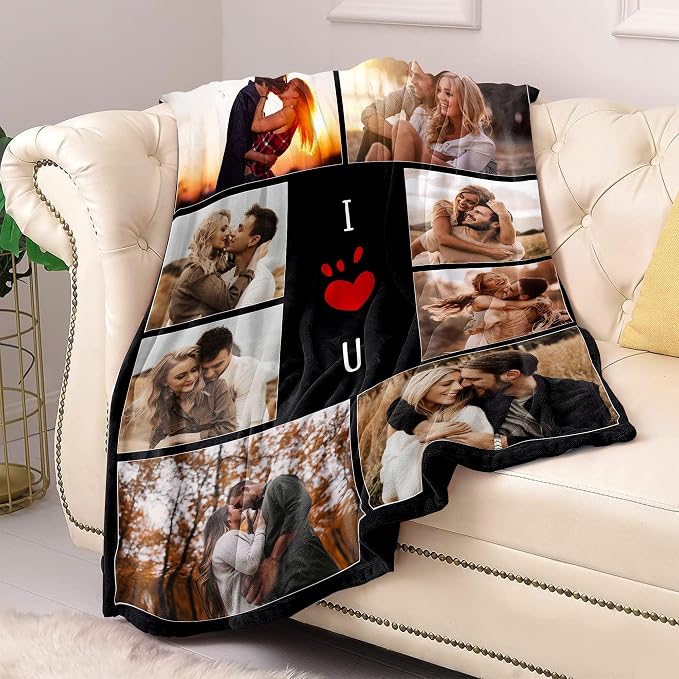 Funny DIY Custom Blanket Customize Photos Blanket Personalized Blankets with Picture Text Customized Christmas Valentines Day Birthday Gifts for Couple Boyfriend Girlfriend Him Her Men Women Dad Mom