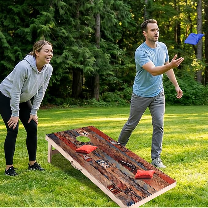 Sportdo 4x2 ft Solid Wood Cornhole Set with 8 Bean Bags, Regulation Size Cornhole Board Set for Adults, Cornhole Game Set for Tailgate Backyard Toss Games Indoor&Outdoor Activities