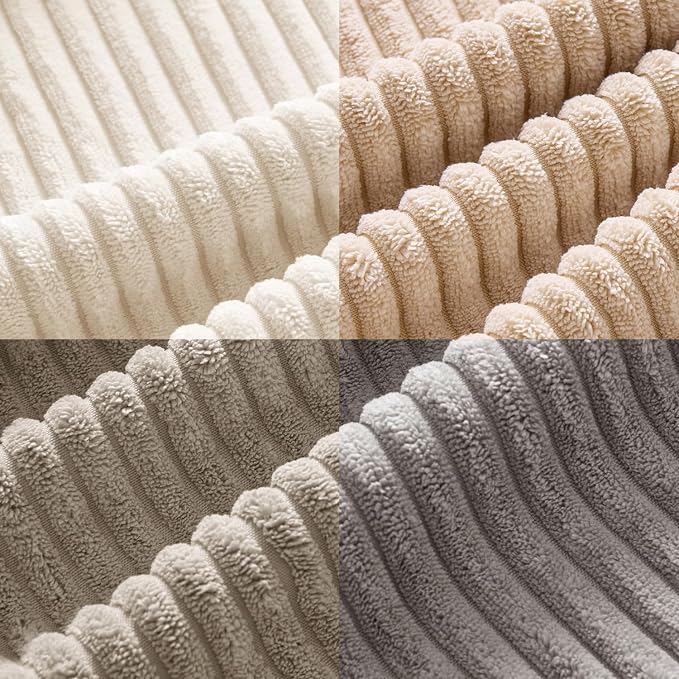 MIULEE Soft Corduroy Decorative Throw Pillow Covers Neutral Cream 20x20 | Set of 4, Mordern Nordic Home Decor, Cozy Cream Collection, Boho Farmhouse Cushion Covers for Couch Bed Sofa Living Room