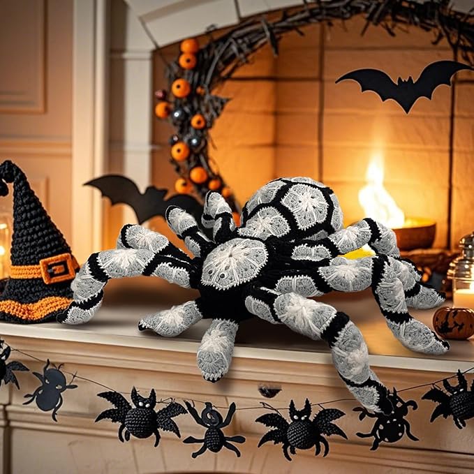XKCL Hand Woven Plush Spider -12.6 inch Realistic Spider Plush Cute Hug Gift, Suitable for Sofa Bed, Family Party Decoration