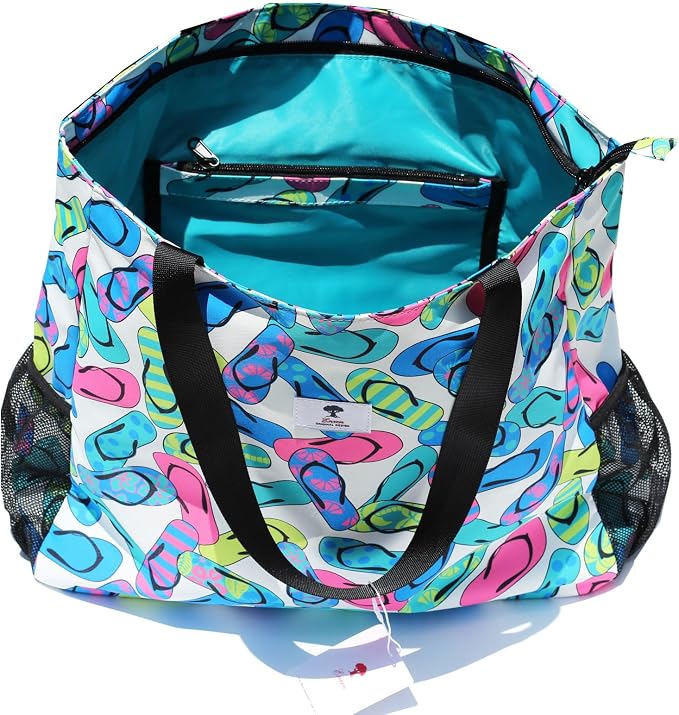 ESVAN LARGE BEACH BAG Water Resistant Lightweight 20 inch Women Oversize Tote Bag for Gym Beach Travel Pool Yoga Nurse