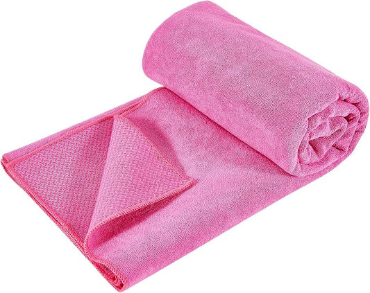 Hot Yoga Towel with Grip Dot, Non Slip Sweat Absorbent Microfiber Yoga Mat Towels for Hot Yoga, Pilates, Fitness and Workout 72inch x 24inch