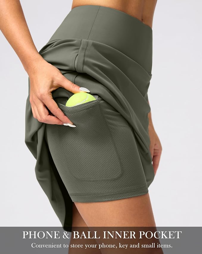 G Gradual 20" Skorts with Pockets Knee Length Golf Skirt | Built in Soft Shorts, High Waisted, Tummy Control, Breathable, Long Skorts for Athletic, Tennis, Dressy, Casual, Summer