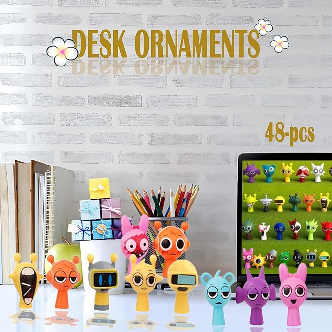 Wenda Action Figures Toy Set 48-Piece,Pinki、Clukr、Jevin PVC Toys-Collectible for Display Enthusiast