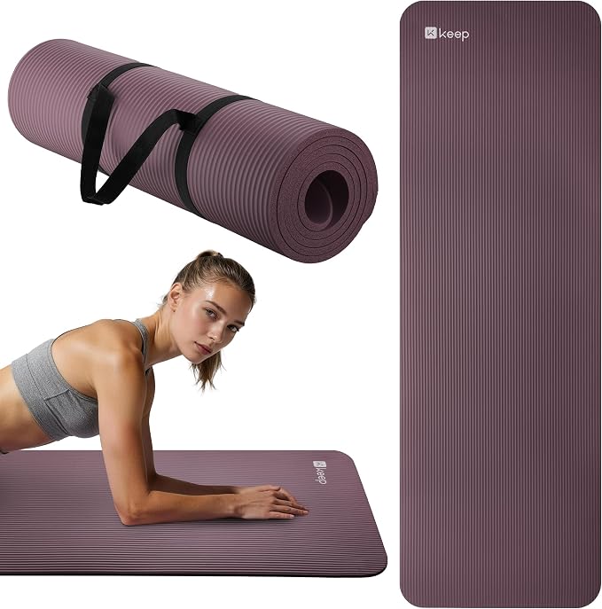 KEEP Extra Thick NBR Yoga Mat for Women & Men, 10mm Thick, 72”x24” Large Exercise Mat with Non-Slip Workout Mat for Yoga, Pilates, Stretching, Meditation – Wide & Cushioned Fitness Mat