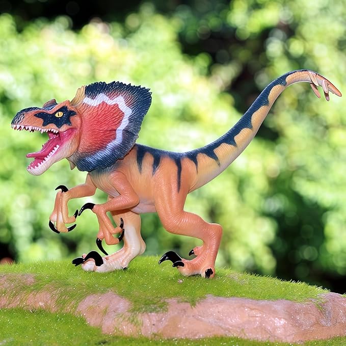 Gemini&Genius Dilophosaurus Dinosaur Toy, Realistic Action Figure, Gift, Stocking Stuffer, Birthday Cake Topper, Family Party Gifts, Room Decoration for Kids