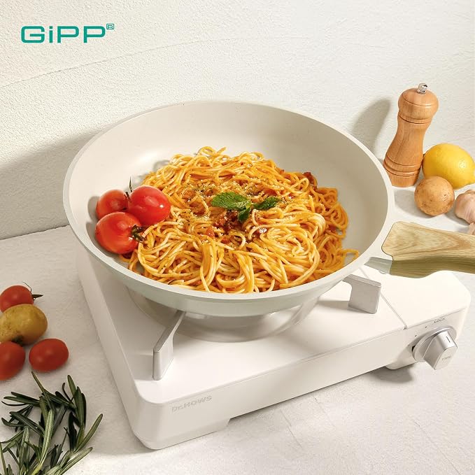 GiPP Nonstick Frying Pan Skillet - 11" White Granite Non Stick Pans, Omelette Pan with Heat-Resistant Handle, Compatible with All Stovetops, PFOA Free