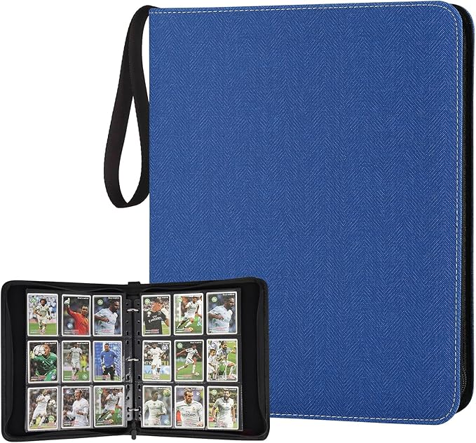 GERMUN 9 Pocket Card Binder, Premium Zip Trading Card Binder, 720 Double Sided Pocket PU Card Collection Binder, Collector Card Album, Card Folder for MTG, TCG, Sports Cards, Game Cards (Blue1)