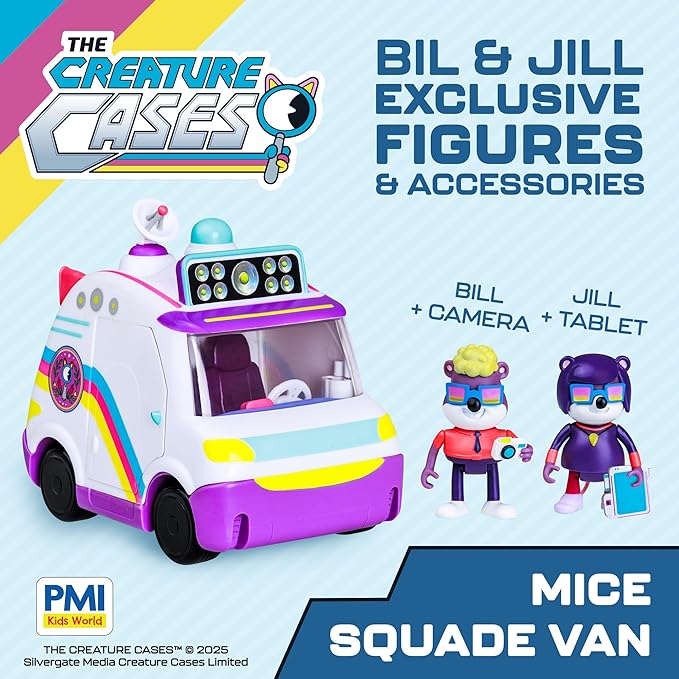 P.M.I. The Creature Cases Mice Squad Van – Secret Agent Vehicle with Rolling Wheels, Undercover Styling, and CLADE Mouse Team Transport Toy by PMI Kids World
