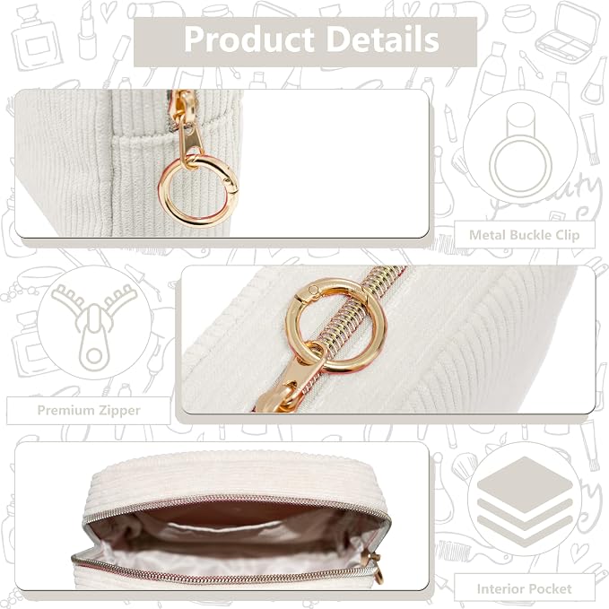 Period Bag for Girls, Corduroy Period Kit with Sanitary Pad Pouch, Menstrual Storage Bag and Tampon Holder for Purse, Girls School Essentials,Feminine Care Organizer(Beige)