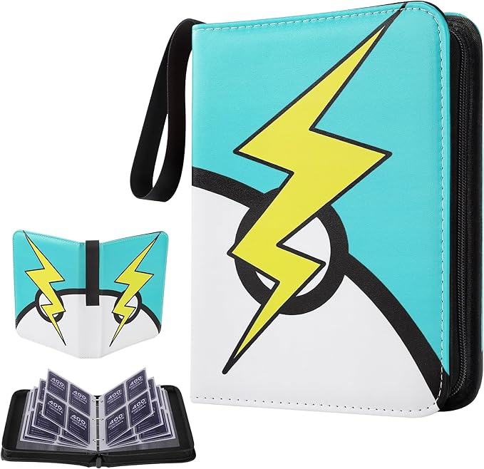 Card Binder 4 Pocket, Trading Card Binder With 50 Removable Sleeves, Portable Card Collection Binder for Standard Cards (Blue)