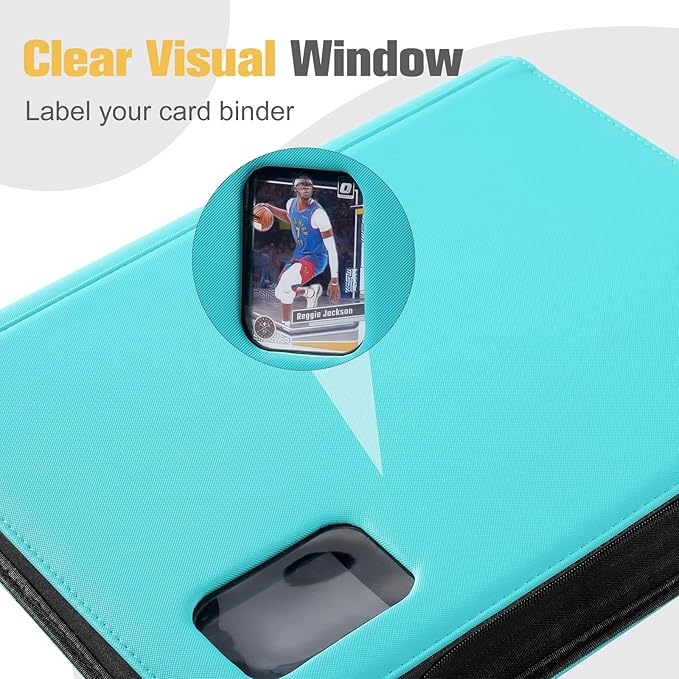 ProCase Top Loader Binder, 9 Pocket Holds 324 Toploaders, Waterproof PU Leather with Non-PVC Pockets for Trading Cards or Sports Cards, Compatible with TCG, MTG in 3"x4" Toploader -Lightblue