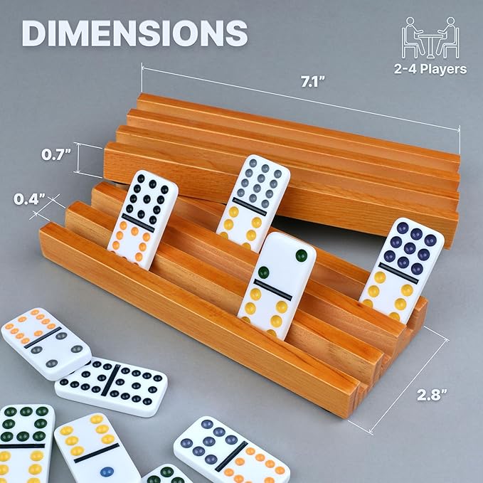 Queensell Domino Holders for Mexican Train - Domino Trays Set of 4 - Mexican Train Accessories - Domino Racks from Mexican Train Game