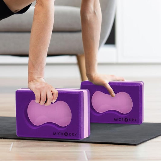 MicroDry Sure Grip Yoga Block Set of 2 - Purple/Pink