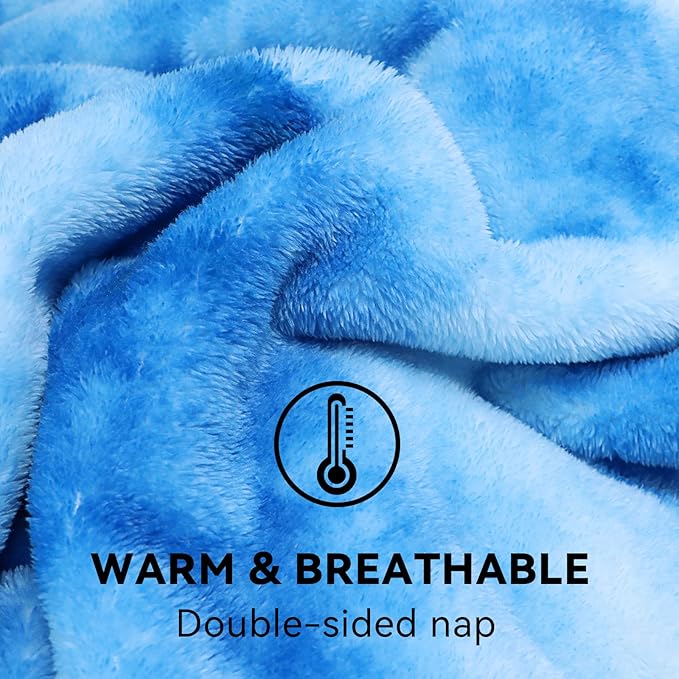 Blue Fleece Throw Blanket, Cozy Soft Lightweight Throw Blankets Warm Plush Blue fall blankets and throws Couch Sofa Bed Camping Travel Picnic Outdoor Blanket Bedding, Gifts for Women Wife Mom 60x80 in