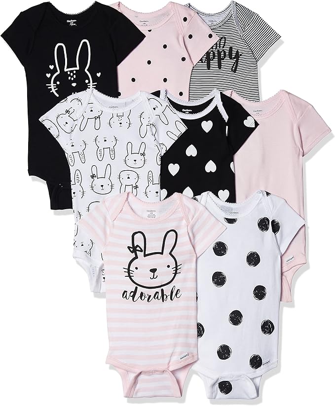 Gerber Baby Girls' 8-pack Short Sleeve Onesies Bodysuits