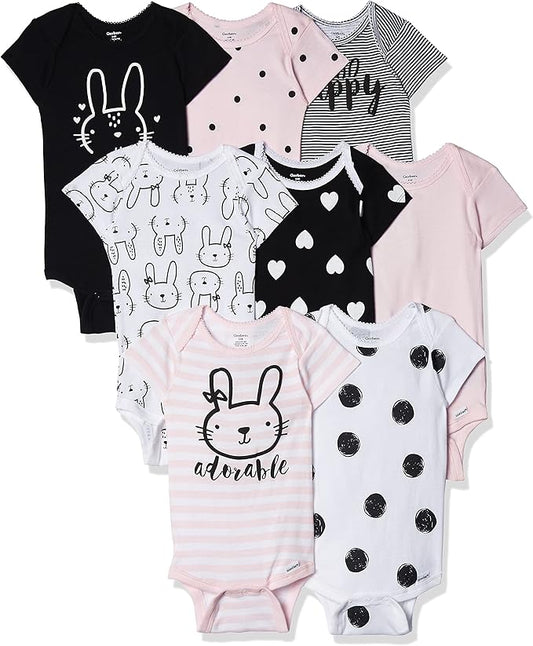 Gerber Baby Girls' 8-pack Short Sleeve Onesies Bodysuits