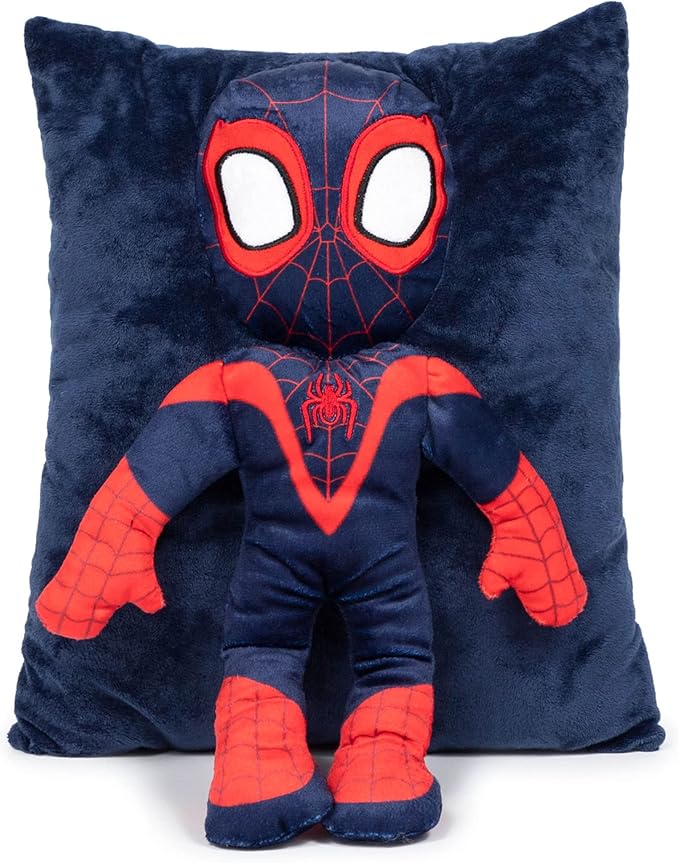 Jay Franco Marvel Spidey & His Amazing Friends Miles Morales 3D Snuggle Pillow - Super Soft Plush Pillow - Measures 15 Inches
