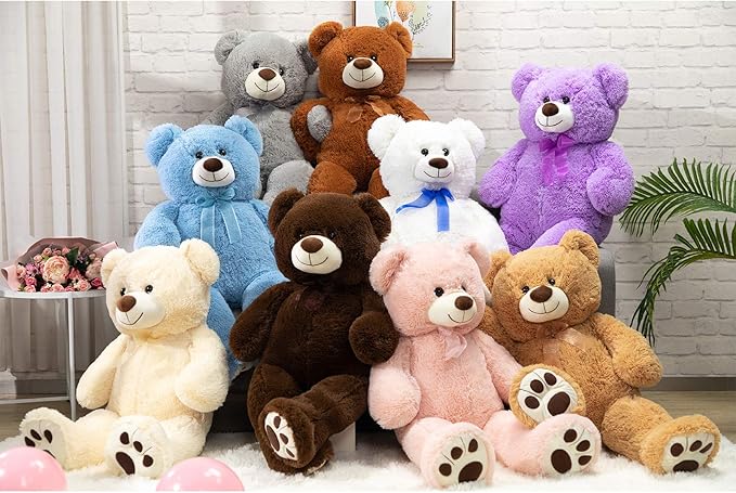 HollyHOME Teddy Bear Stuffed Animal Plush Giant Teddy Bears with Footprints Big Bear 36 inch Brown