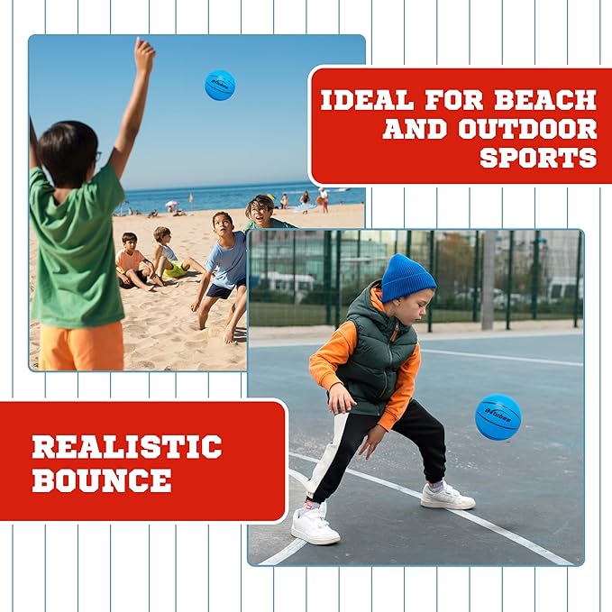 Botabee Mini Basketball Set of 3 with Manual Pump - Toddler Basketballs for Little Tikes Hoops - Soft Durable PVC for Indoor and Outdoor Play - Easy Inflation - Blue