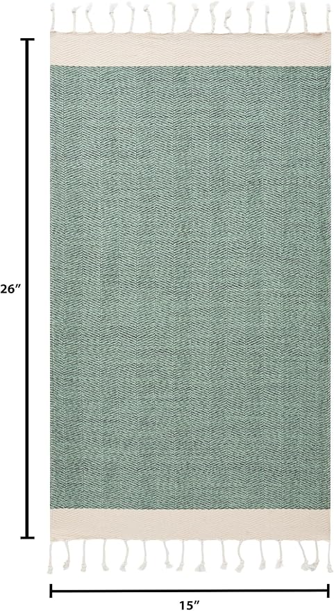 BAY LAUREL Turkish Hand Towel – Pack of 2 | Soft & Absorbent Decorative Towels for Bathroom, Hand, Face, Hair, Gym, Yoga, SPA, Kitchen & Tea | Boho Decor(Army Green, Herringbone 15x26 Inches(Set of 2)