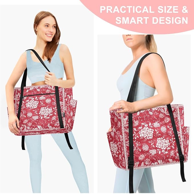 MCHIVER Yoga Bag for Women Men Large Yoga Mat Bag with Adjustable Strap Workout Bags Totes for Pilates Yoga Travel
