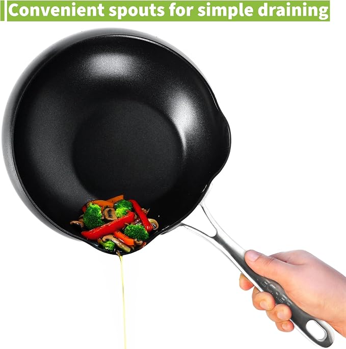 TECHEF - Goody Pan - Wok Stir-fry Pan - PFOA Free, Dishwasher and Oven Safe, Made in Korea (11-in)
