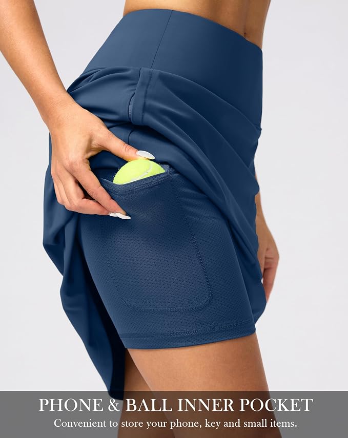 G Gradual 20" Skorts with Pockets Knee Length Golf Skirt | Built in Soft Shorts, High Waisted, Tummy Control, Breathable, Long Skorts for Athletic, Tennis, Dressy, Casual, Summer