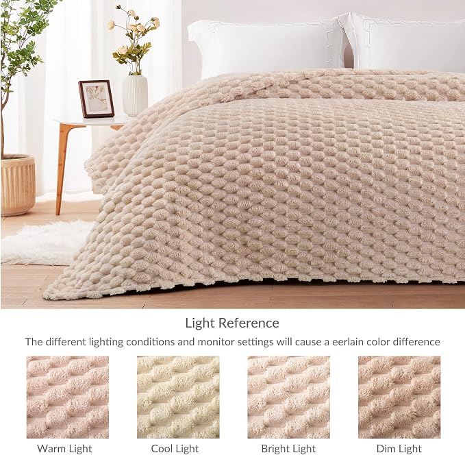 Whale Flotilla Soft 3D Jacquard Fleece Throw Blanket for Couch & Bed, Camel | Super Cozy Lightweight Plush Fluffy Throw, Luxury Decorative All‑Season Couch Cover Blanket for Sofa & Office Chair, 50"x60"