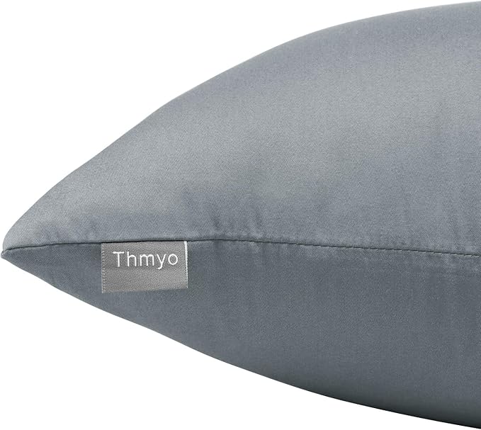 Thmyo 4-Pack 100% Cotton Comfortable Solid Decorative Throw Pillow Case, Square Cushion Cover Pillowcase Sublimation Blank Pillow Covers DIY Throw Pillowcase for Couch(22x22 inch/ 55x55cm, Dark Grey)