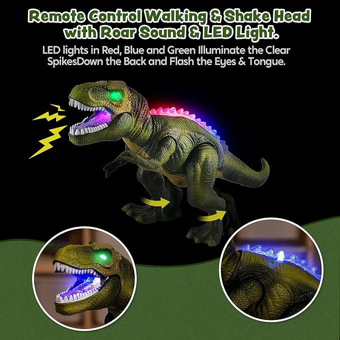 JOYIN Robot Dinosaur Toy for Kids Boys 3+ Big T rex with Light and Realistic Roaring Sound, Remote Control Walking & Dancing Dinosaur, Electronic Steam Toy, Birthday Gift for Kids Boys Girls