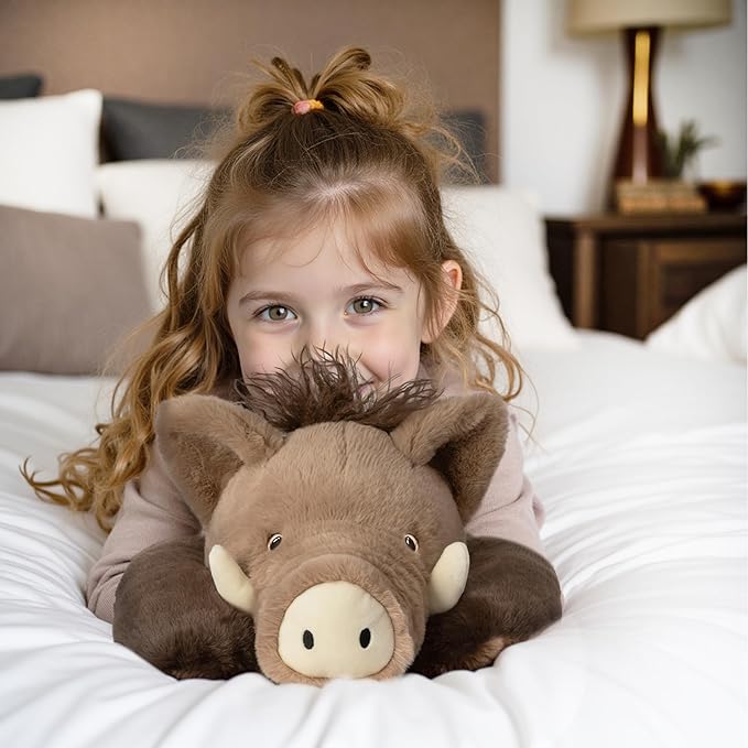 Niuniu Daddy 20" | 3.3 Pound Wild Boar Weighted Pig Stuffed Animals for Kids Adults, Large Wild Boar Weighted Body Pillow for Sleeping, Fluffy Pig Plush Toy for Birthday Christmas Holiday Presents