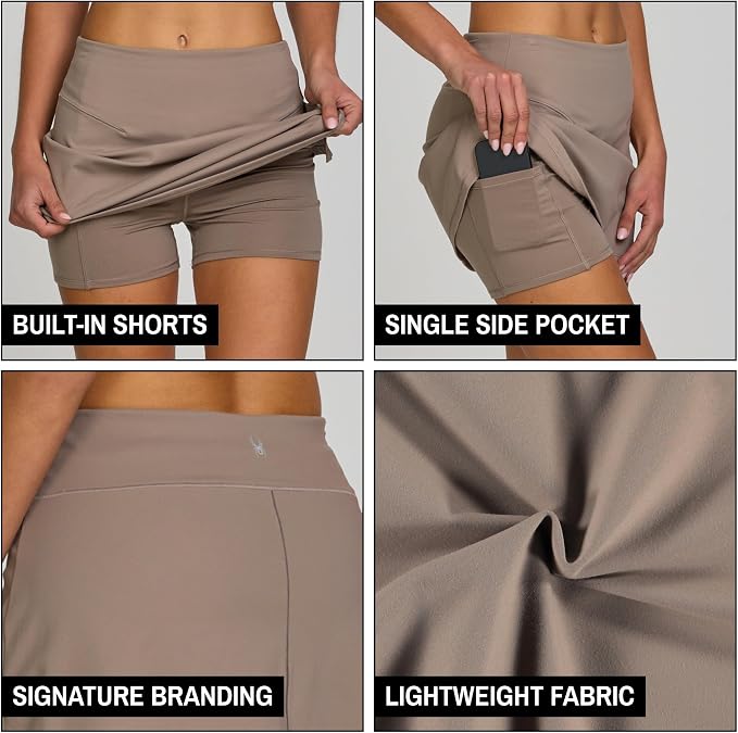 Spyder Skorts for Women - Built-in Shorts, Skirt for Golf Tennis Pickleball | Stretch fabric; true to size; inner shorts liner; lightweight; breathable; ideal for gym, running, yoga, hiking, work outs