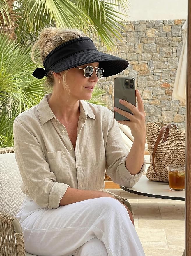 2-in-1 Women’s Sun Visor Sun Hat Zipper Off Ponytail Friendly, Lightweight Quick Dry, Summer UV Protection