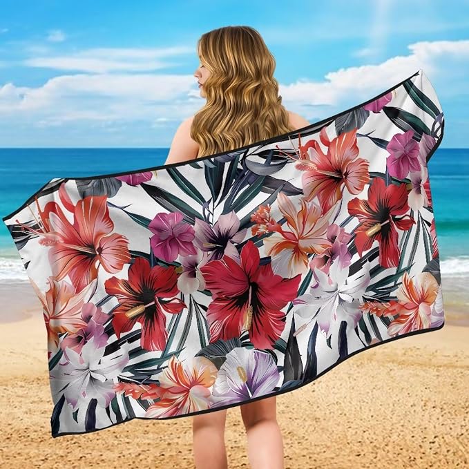 INSTANTARTS Hibiscus Car Seat Cover Protector Sweat Towel Multi-Functional Car Towel Car Seat Towel Cover